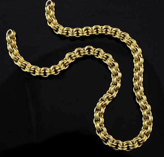 A 15ct gold cable link necklace, 14in.